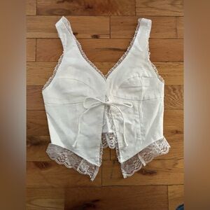 Sky to Moon White Lace Crop Top - M